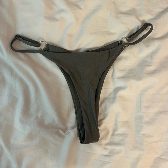 Army Green Adjustable Thong Bikini Bottom - Picture 4 of 7